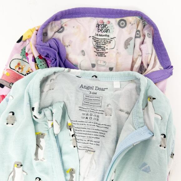 Birdie Bean & Angel Dear Baby Bundle Lot (2) Bamboo Sleep One Piece Pajamas 3-6M - Picture 2 of 7